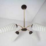 Luster 4 black branches, gold and glass