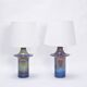 Tall Mid-Century Modern Danish Blue Table Lamps from Soholm, Set of 2
