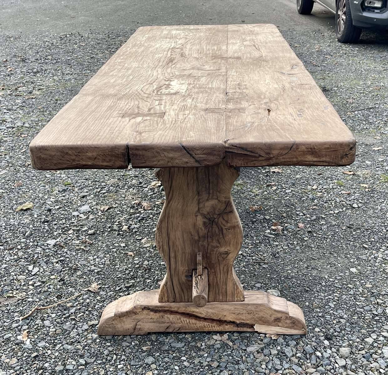 1930s monastery table in raw oak