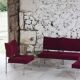 Lot de 4 chauffeuses de style moderniste bordeaux, 1970