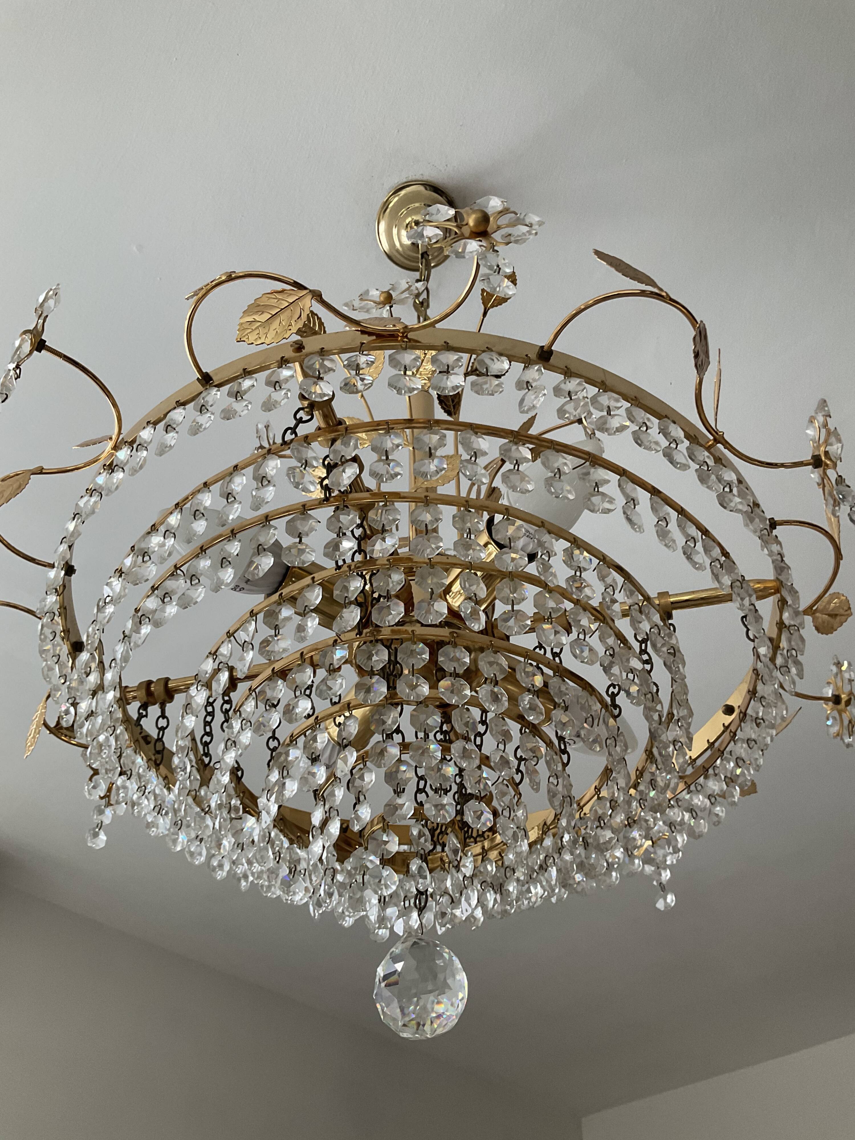 Crystal grapevine waterfall chandelier from the 70s
