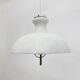 Vintage glass hanging lamp with metal shade minimalist design, 1970s