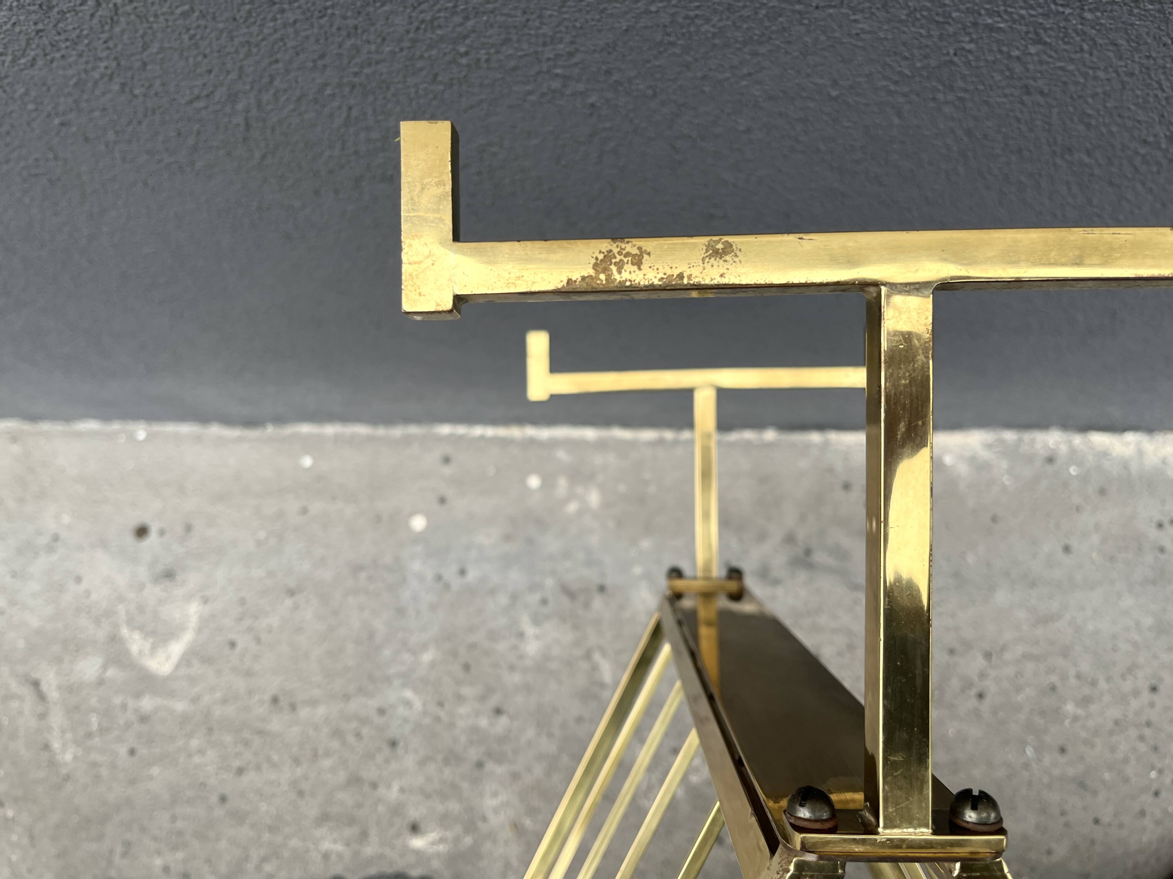 50s brass magazine rack, vintage design magazine rack