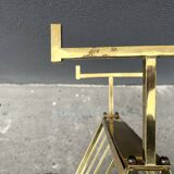 50s brass magazine rack, vintage design magazine rack