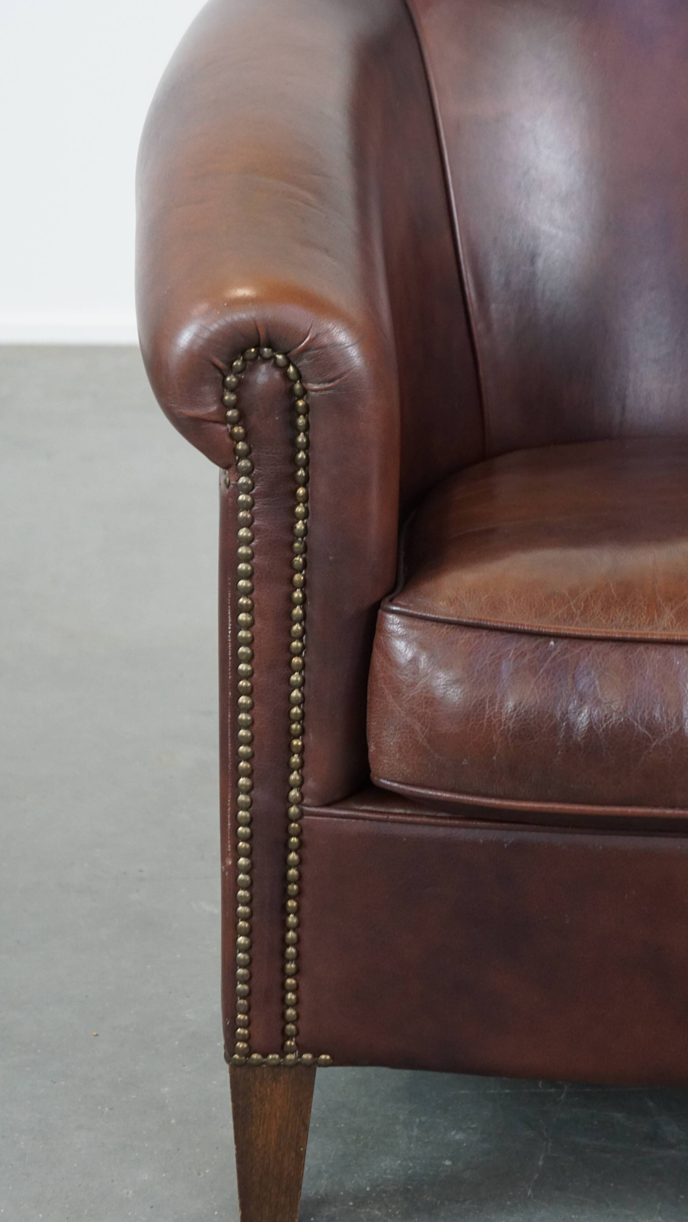 Cow leather club chair in English style