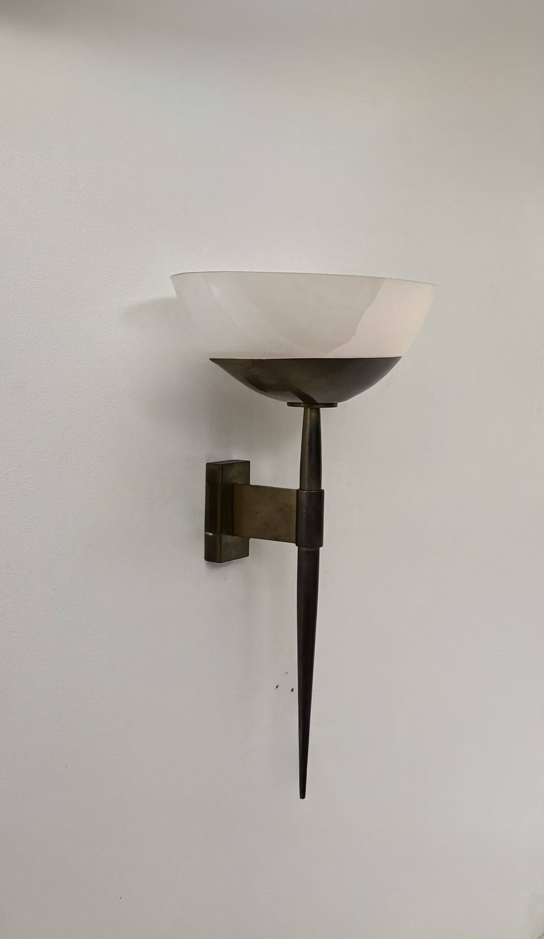 Vintage Art Deco wall light, brass and perspex, France, 1930.