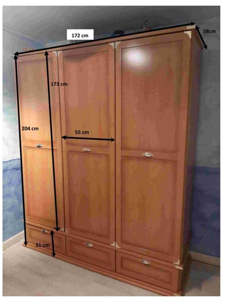 Wardrobe with 3 doors and drawers