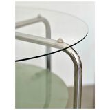 Table d’appoint en métal chrome et verre