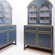 Double-bodied lacquered grey wooden sideboard - one pair available (B)