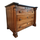 Antique commode, walnut and oak, marble top, 3 drawers, France circa 1820–1850.