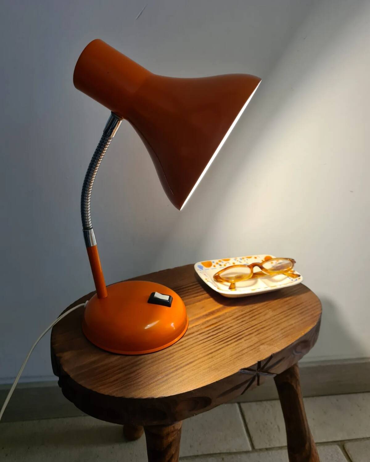 Orange desk or bedside lamp from the 50s