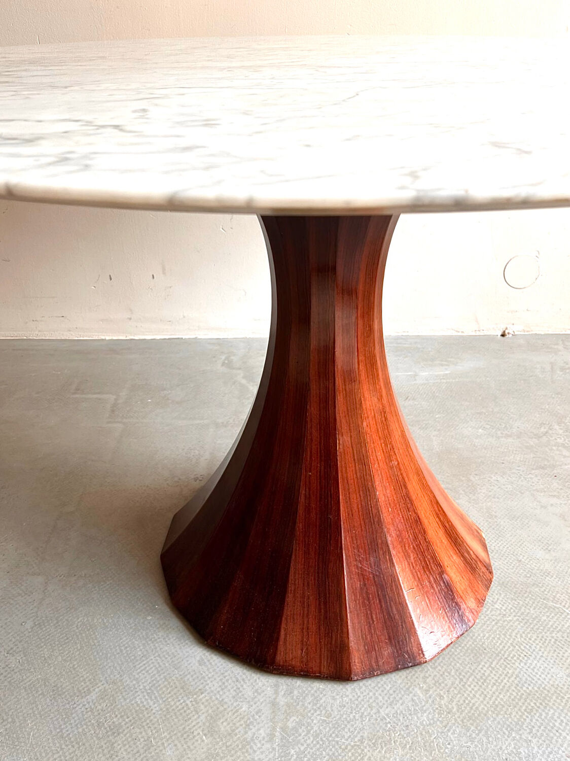Marble dining table with rosewood base