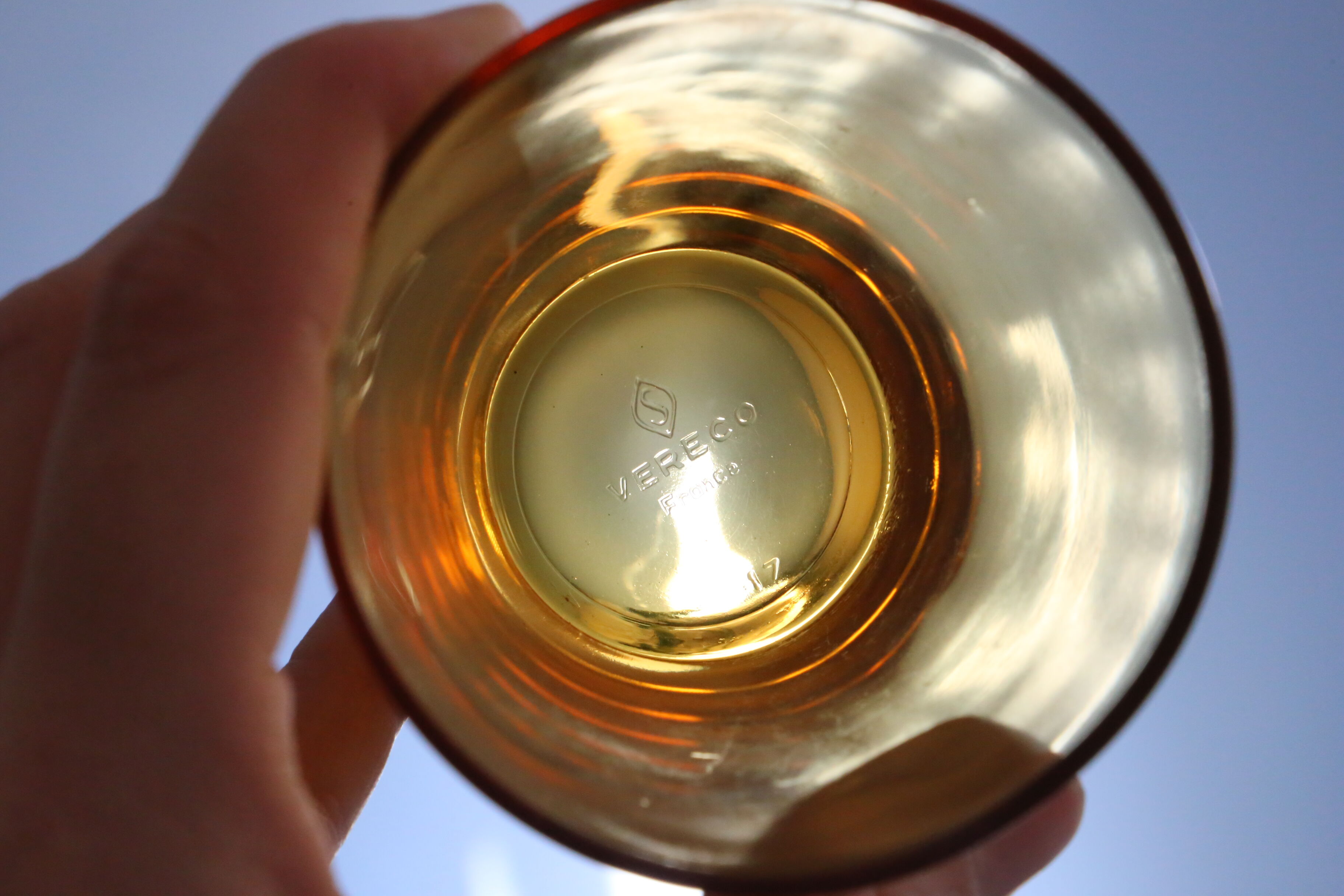 Set of 4 glasses amber Vereco, vintage French