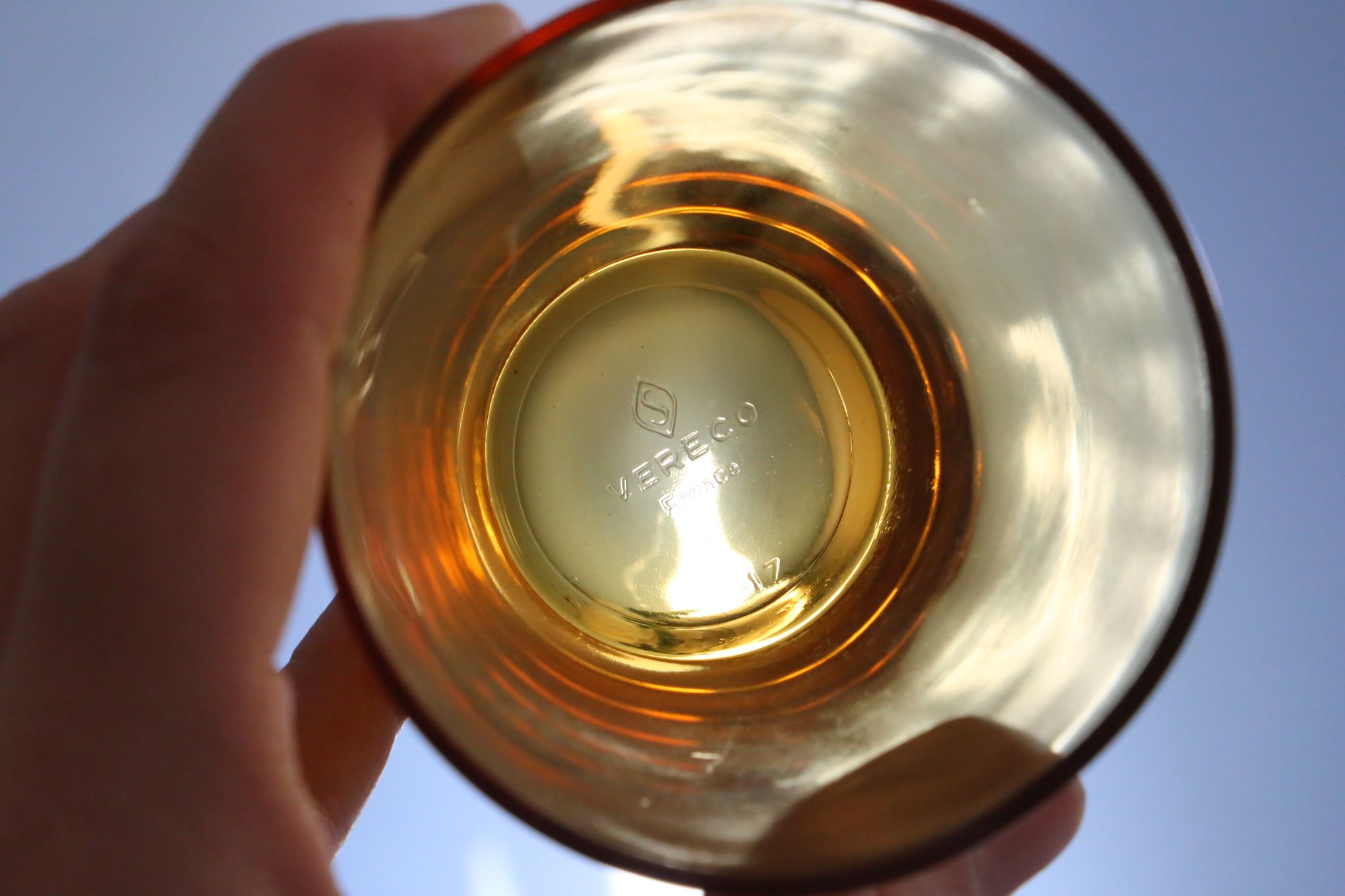 Set of 4 glasses amber Vereco, vintage French