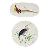Service modèle oiseaux en faïence polychrome Gien peinte à la main