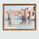 ‘Landscape with bridge’ by Harald Hansen (Danish, 1890 - 1967)