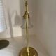 Large art deco brass lamp with swan neck and glass tulip globe