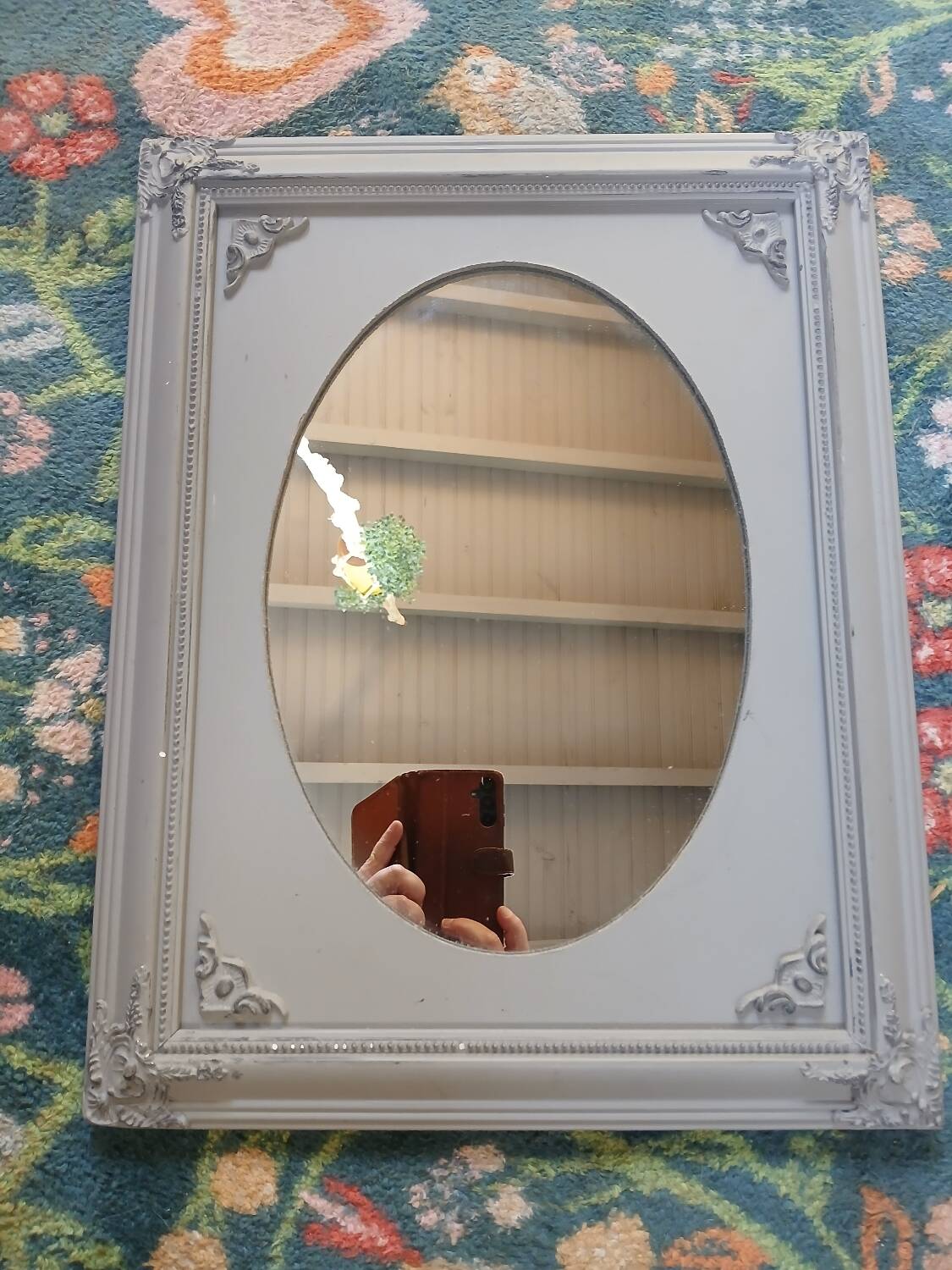 Mirror with a grey wooden frame