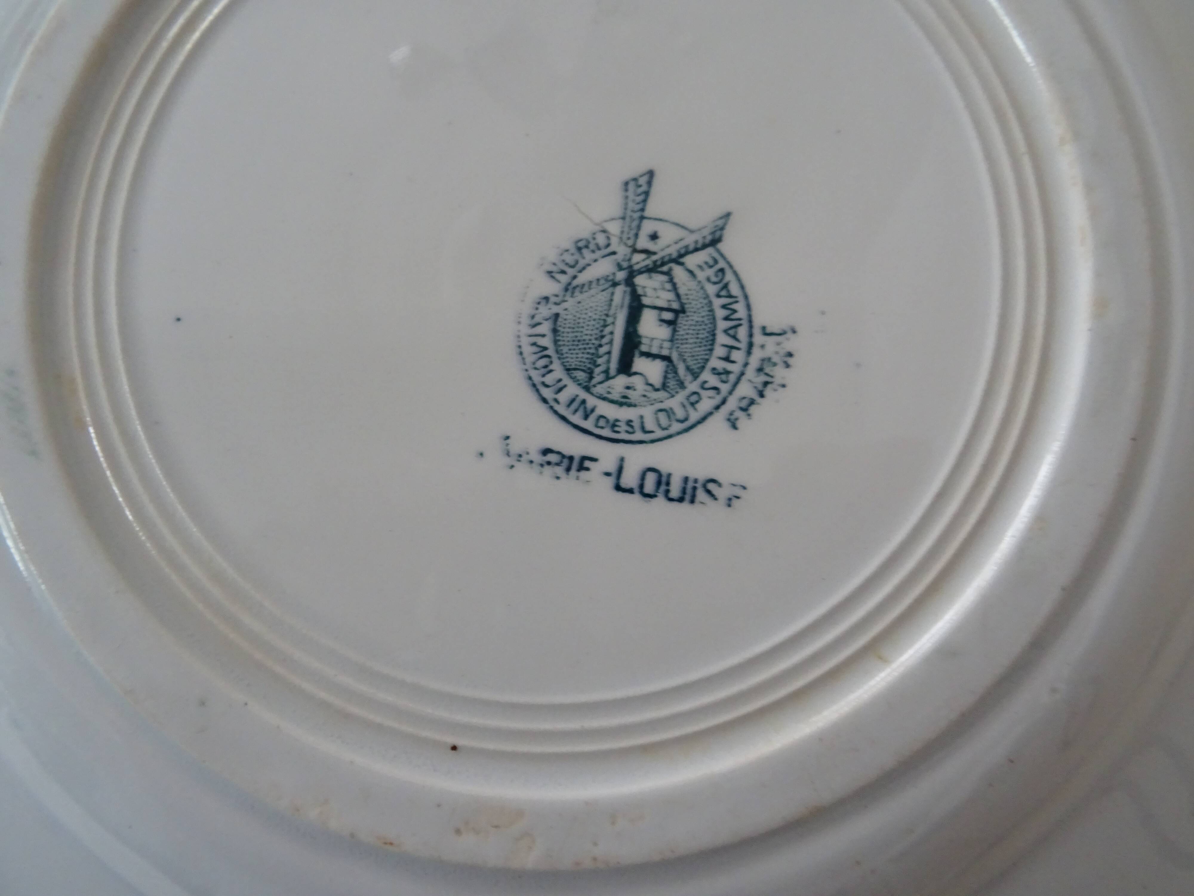 6 Flat plates MARIE lOUISE 353112 PLATES mill wolves faience blue
