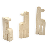 Family of 3 giraffes in travertine by Fratelli Mannelli