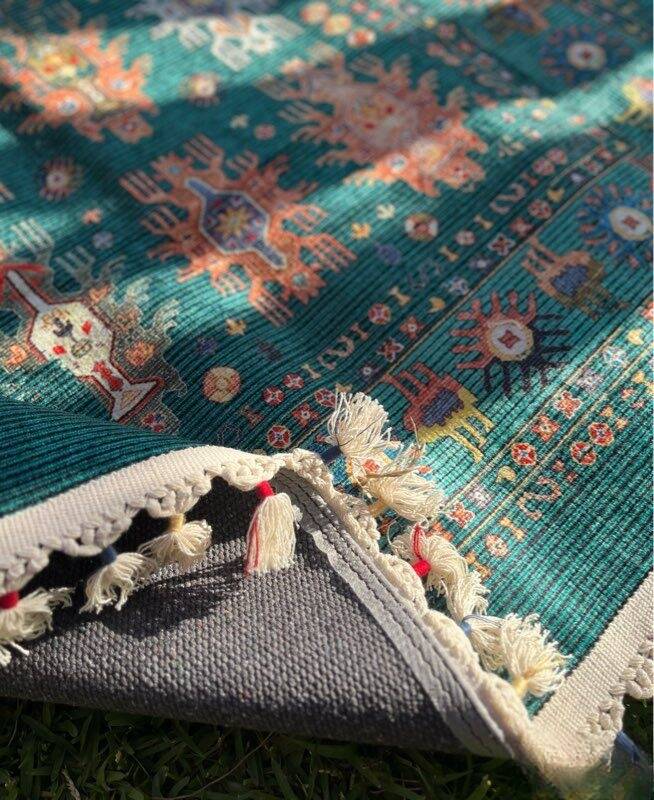 Modern rug with traditional Eastern patterns available for delivery only.