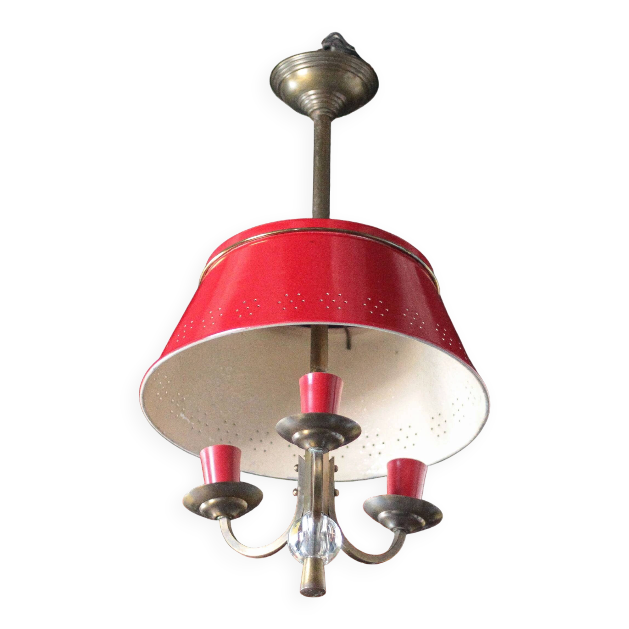 Suspension hot water bottle 3 lights, ceiling lamp, chandelier, vintage ceiling light