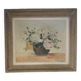 Old oil on canvas "Basket of Roses"