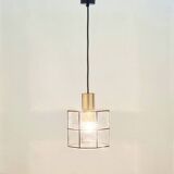 Mid Century Glass & Brass Ceiling Light From Limburg, Germany, 1960s