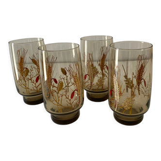 4 glasses smoked luminarc tivoli
