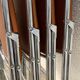 4 folding chairs chromed metal and Skaï fawn 1970