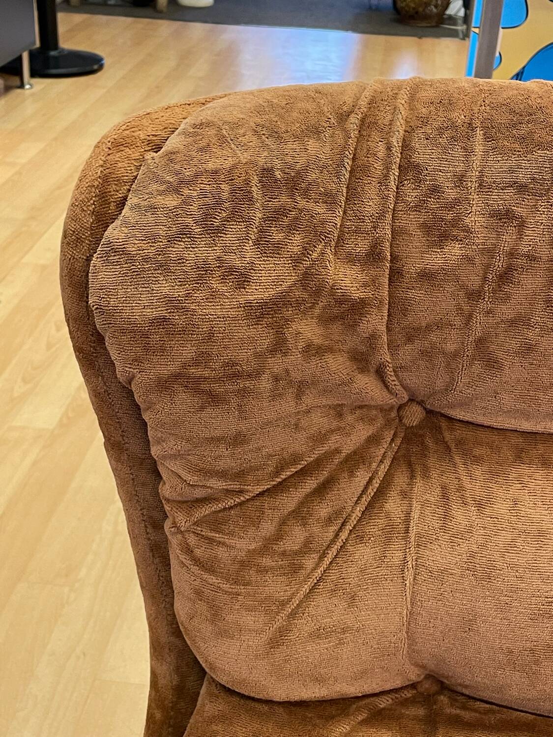Brown velvet armchair, space age, 70s
