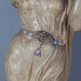 Ceramic sculpture Woman and opal belt jug Goldscheider circa 1900, 60 cm C155