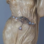 Ceramic sculpture Woman and opal belt jug Goldscheider circa 1900, 60 cm C155