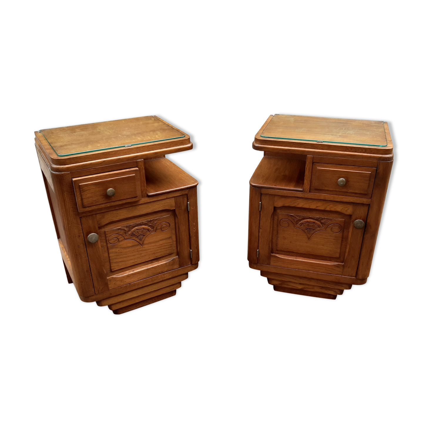 Bedside art deco solid oak