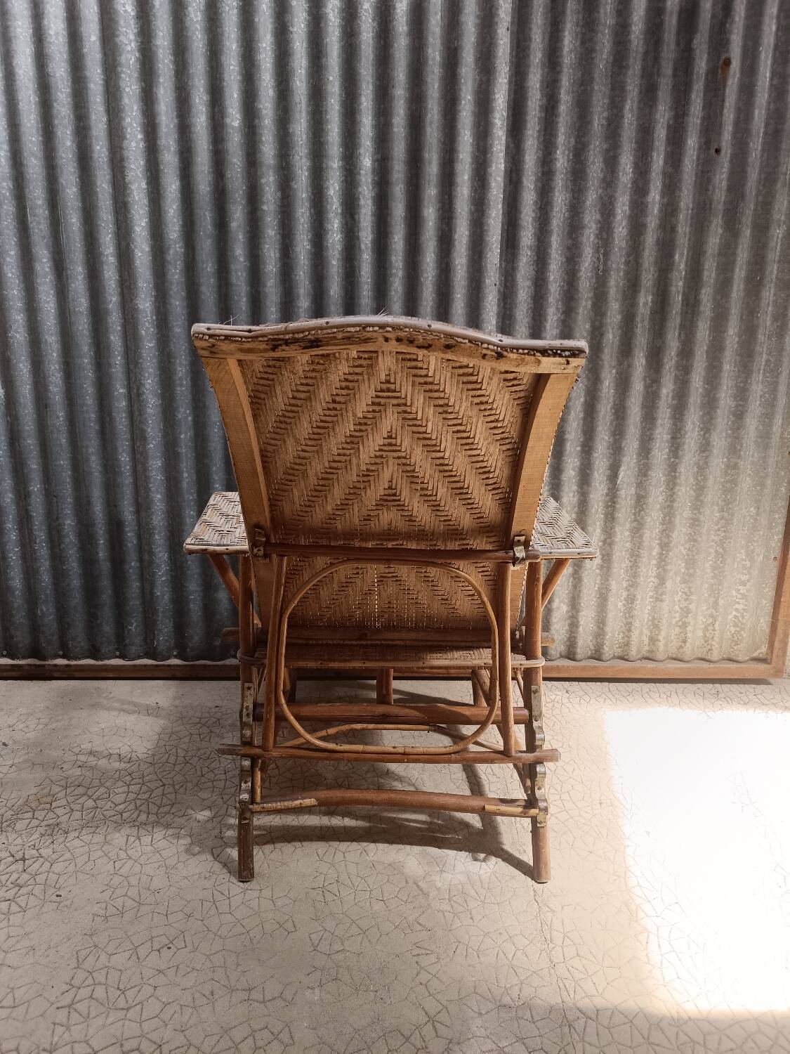 Sun lounger - Deckchair - Vintage rattan wicker lounge chair