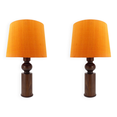 Paire de lampes de table scandinaves en pin par Uno Kristiansson pour Luxus