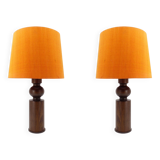 Pair of Scandinavian pine table lamps by Uno Kristiansson for Luxus