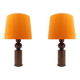 Pair of Scandinavian pine table lamps by Uno Kristiansson for Luxus