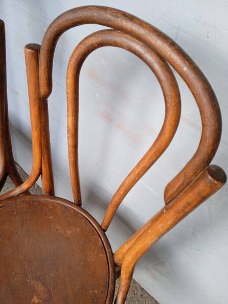 Paire 2 chaises bistrot bois courbé vintage