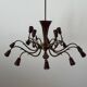 Large Burgundy brass chandelier with 15 arms, 1950, Italy