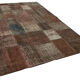 Handwoven oriental overdyed 202 cm x 298 cm brown patchwork carpet