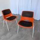 Vintage Overman Meblo Chairs: Orange & Brown Fabric, Stackable - Set of 2