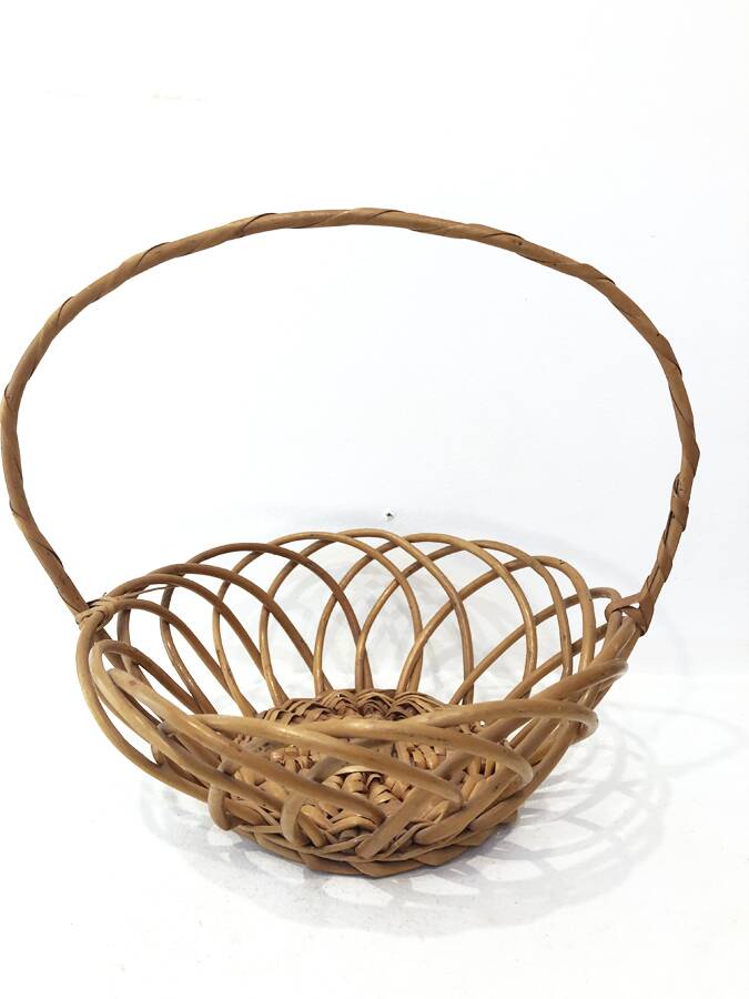 Corbeille fruits rotin vintage, 1960