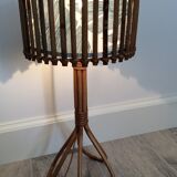 Lampe à poser en rotin années 60
