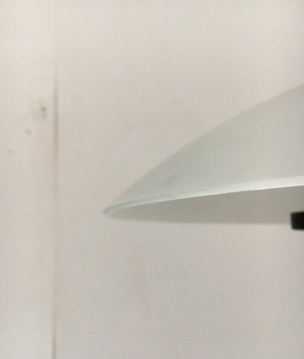 Vintage postmodern table lamp in glass and metal.