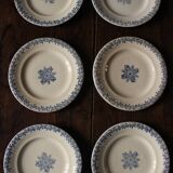Un lot de 6 petites assiettes Terre de Fer bleu Clairefontaine Grec