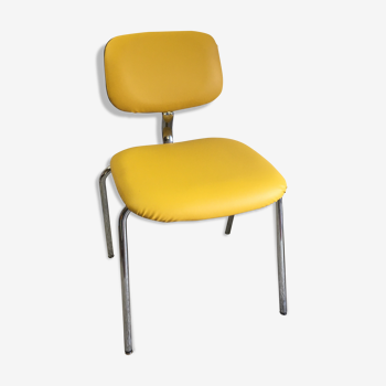 Chaise v steelcase jaune– années 70