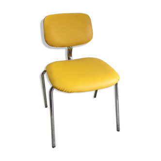 Chaise v steelcase jaune– années 70