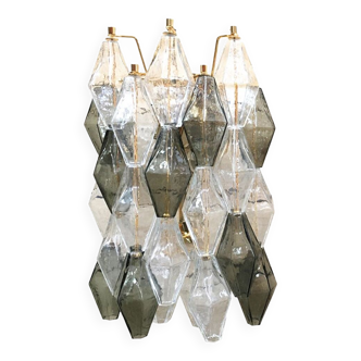 Transparent “Poliedri” Murano glass wall sconce