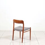 3 Niels Møller „Model 75“ teak dining chairs reupholstered